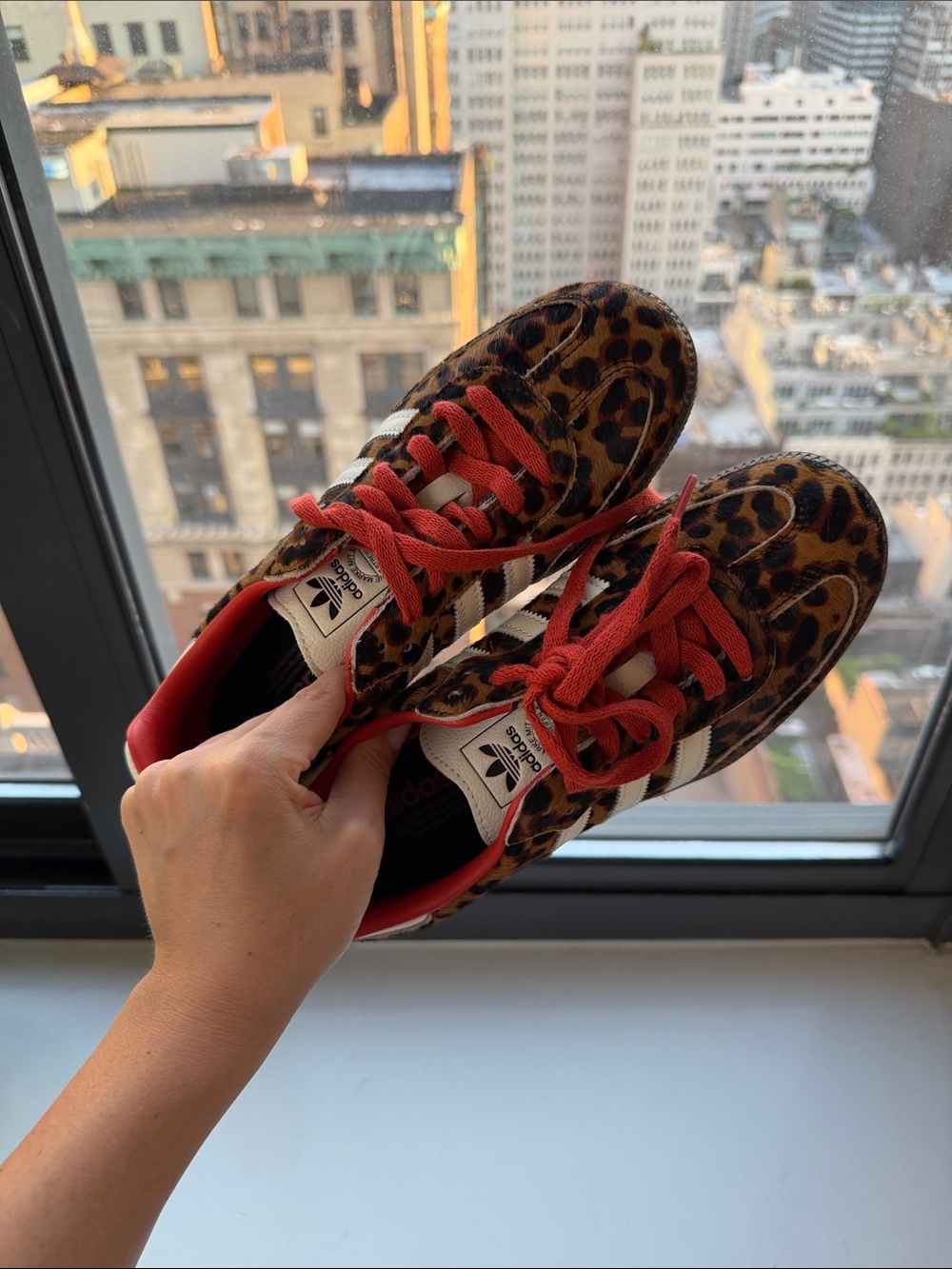 adidas samba Leopard Print Sneakers with Red Laces and White Stripes - Picture 2 of 5